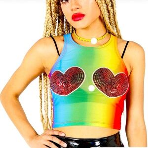 IRON FIST SOMEWHERE CROP TANK TOP WOMEN COLOR RAINBOW SIZE XL